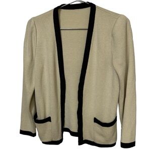 Vintage Cream Cardigan with Black Accents